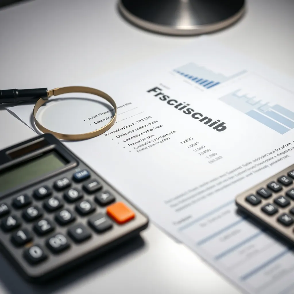 A technical close-up of a financial document with a magnifyi