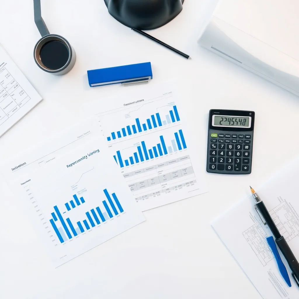 A high-quality top-down photo of professional financial docu
